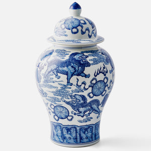 Large Chinese Kylin Hand Painted Ginger Jar - Return