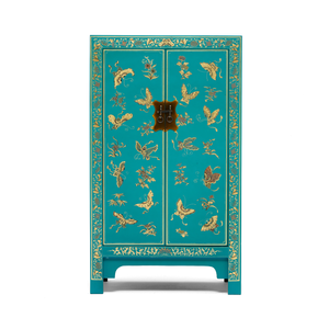 Oriental decorated blue medium cabinet