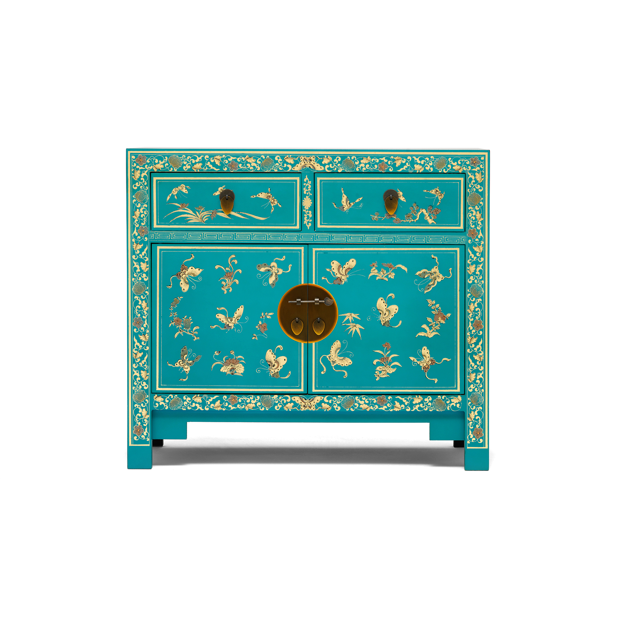 Oriental decorated blue sideboard