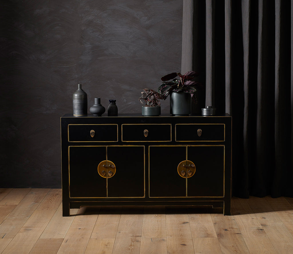 Qing black and gilt sideboard, large