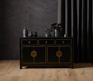 Qing black and gilt sideboard, large