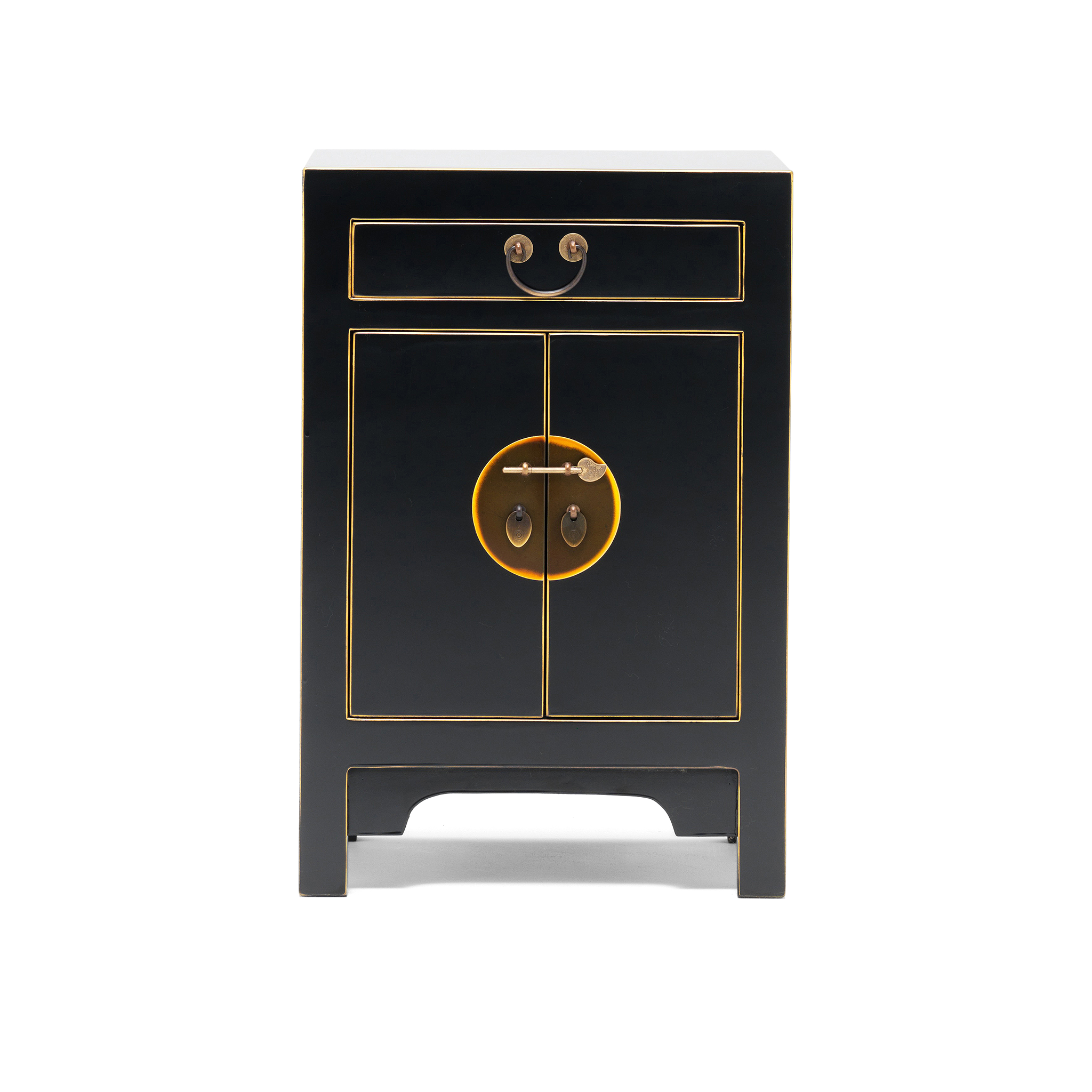 Qing black and gilt small cabinet