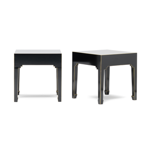 Qing black and gilt stools, pair