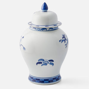 Large Blue and White Decorated Ginger Jar