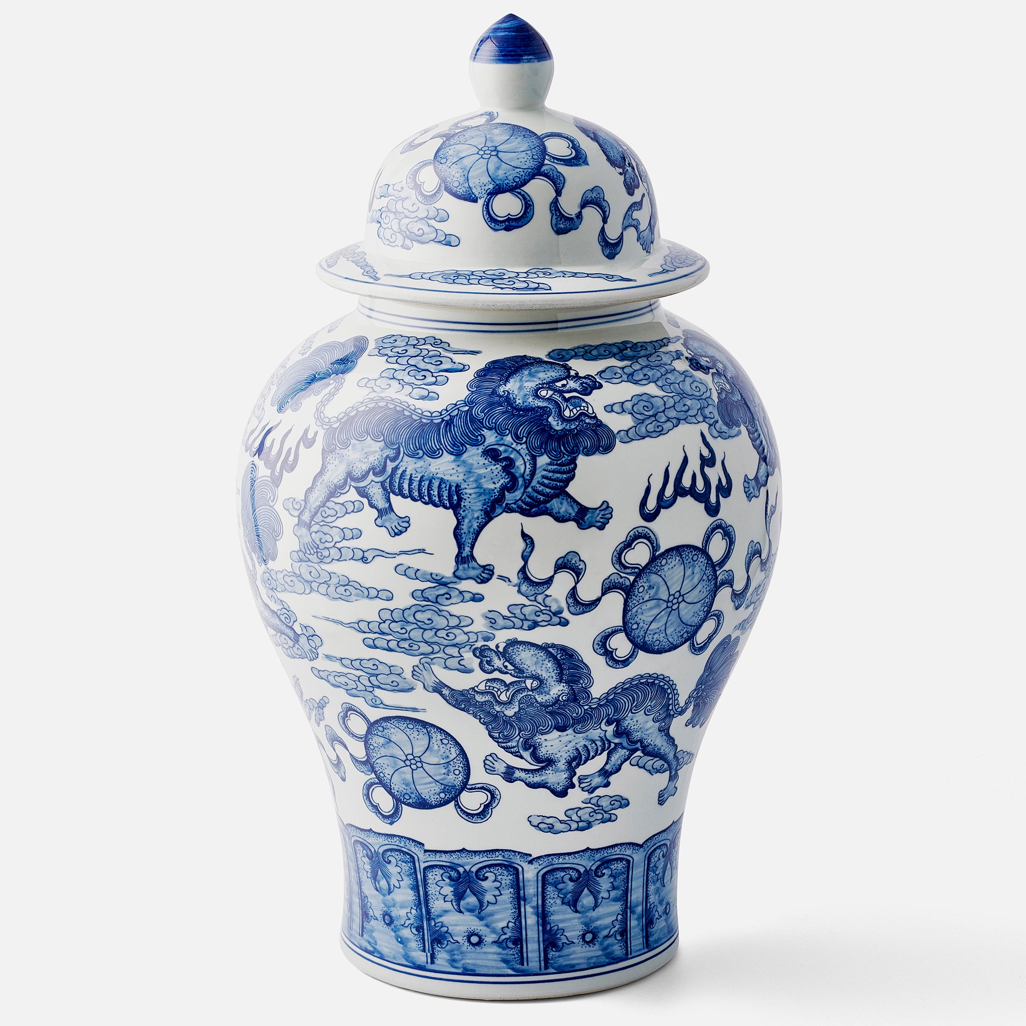 Large Chinese Kylin Hand Painted Ginger Jar