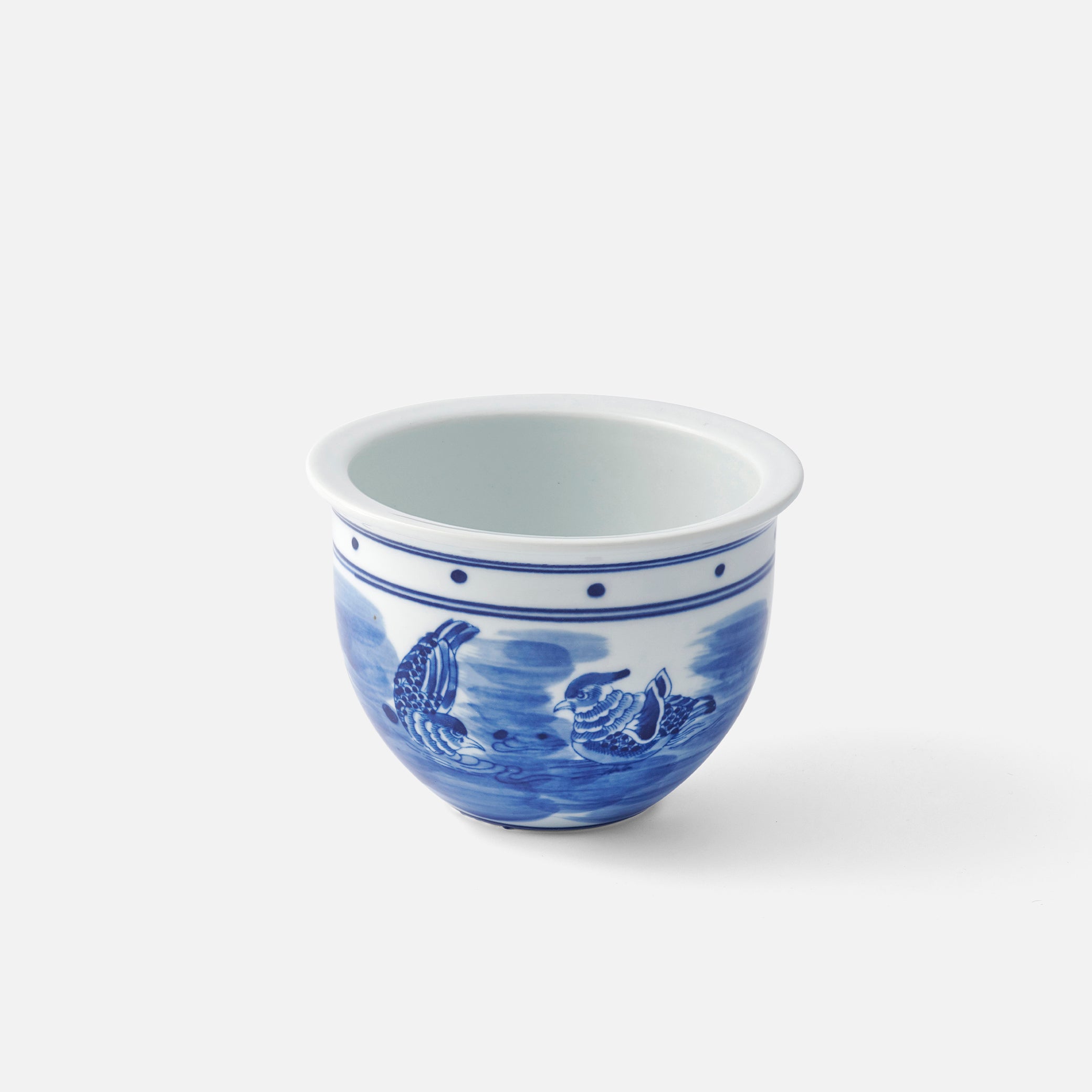 Planter with oriental bird motifs, Small - Blue and White