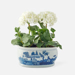 Large Blue and White Oval Planter