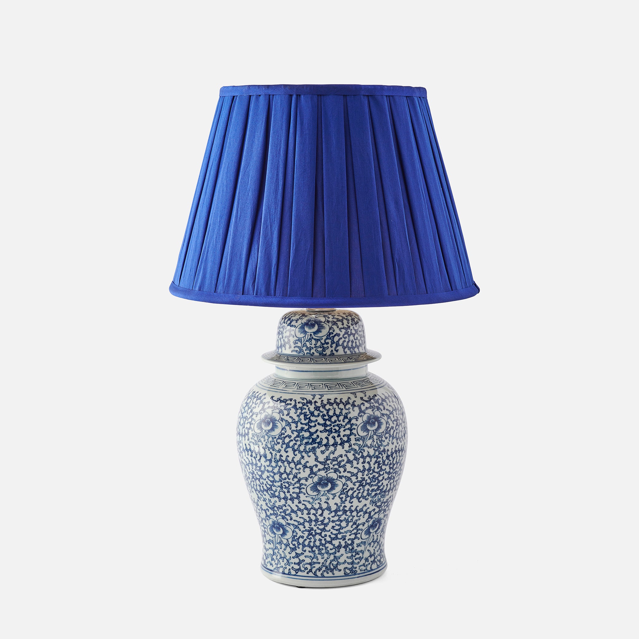 Large Blue and White Decorated Lamp Base