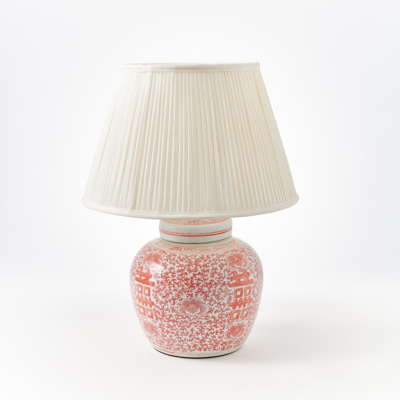 Double Happiness Ceramic Lamp - Coral